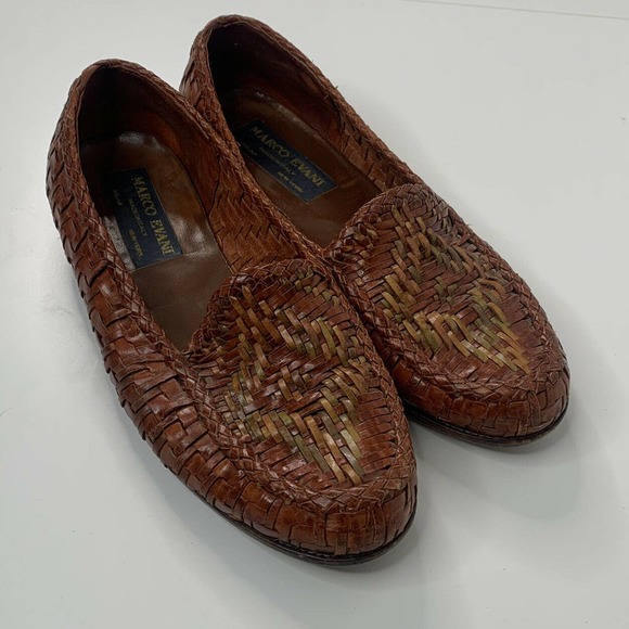 Vintage MARCO EVANI Leather Woven Loafer Shoes 8.5 main image 7